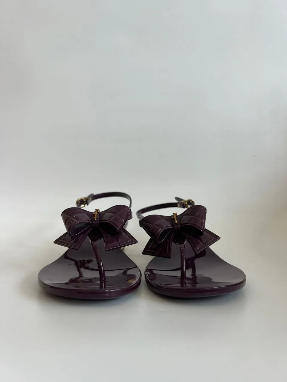 0550734 Purple Sunshine Jelly Bow Thong Sandals