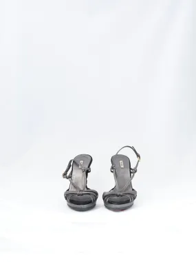 2010 Miu Miu grey sandals with jewelled heel