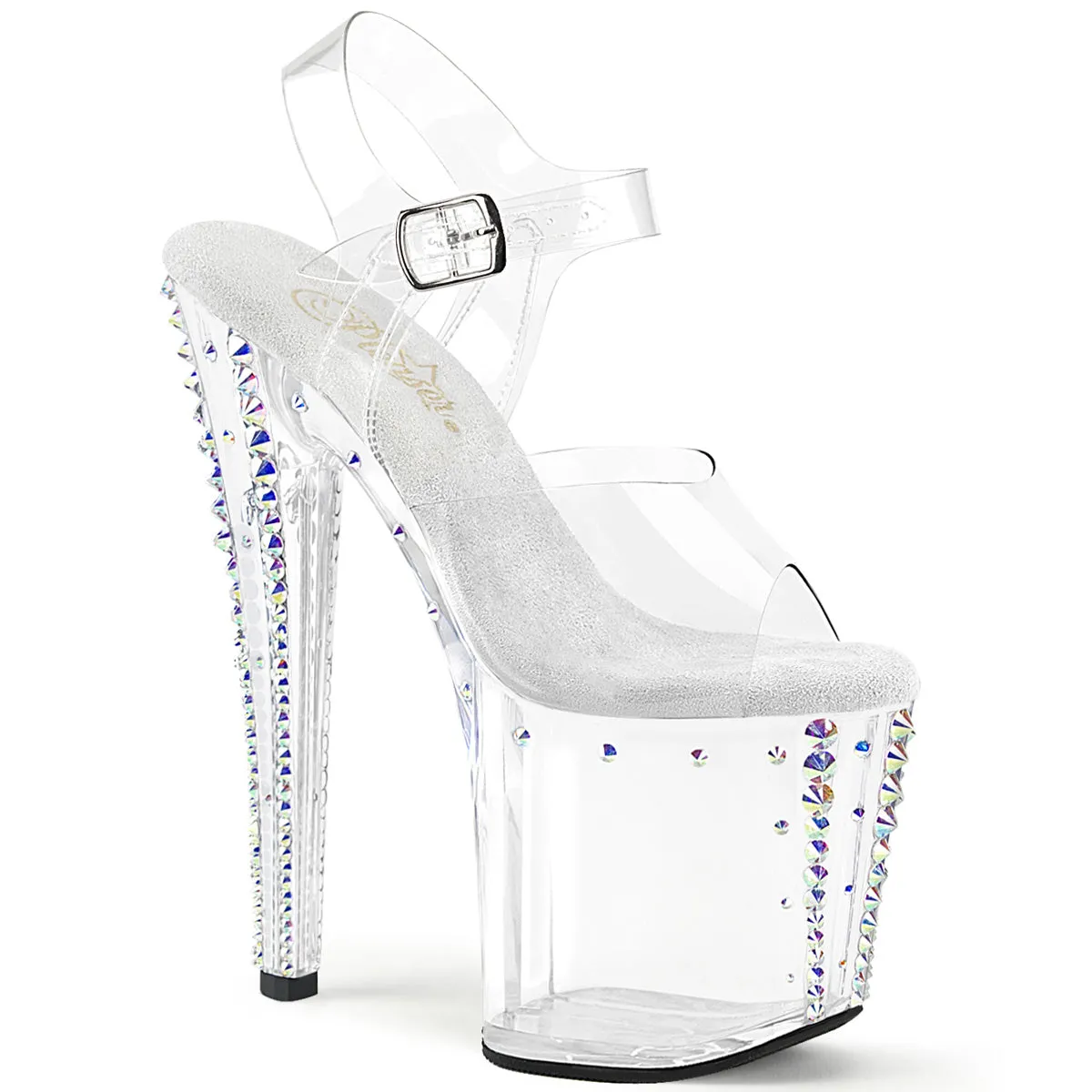 8 Inch Heel ENCHANT-708RS-02 Clear Rhinestone