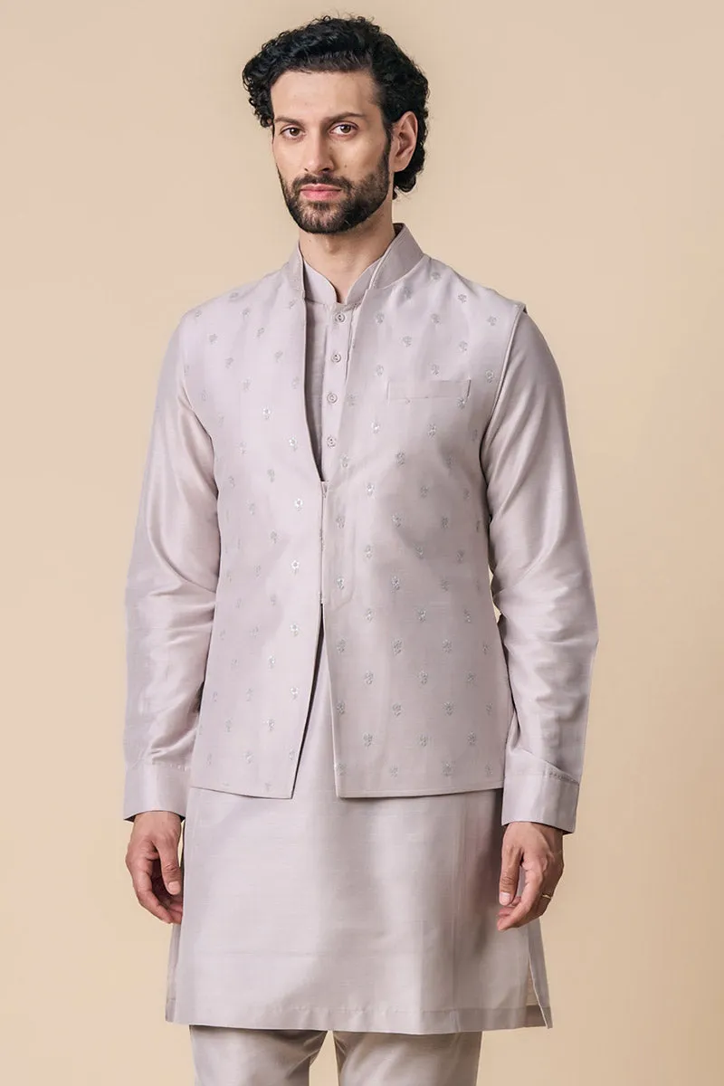 All Over Embroidered Kurta Bundi Set