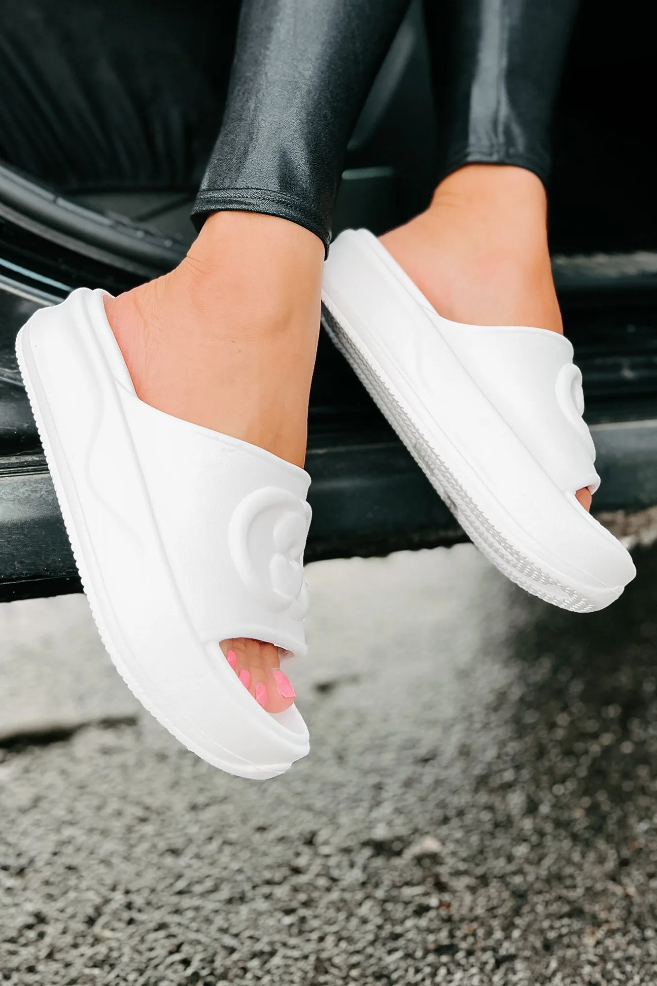 Always Chill PVC Platform Slide Sandals (White)