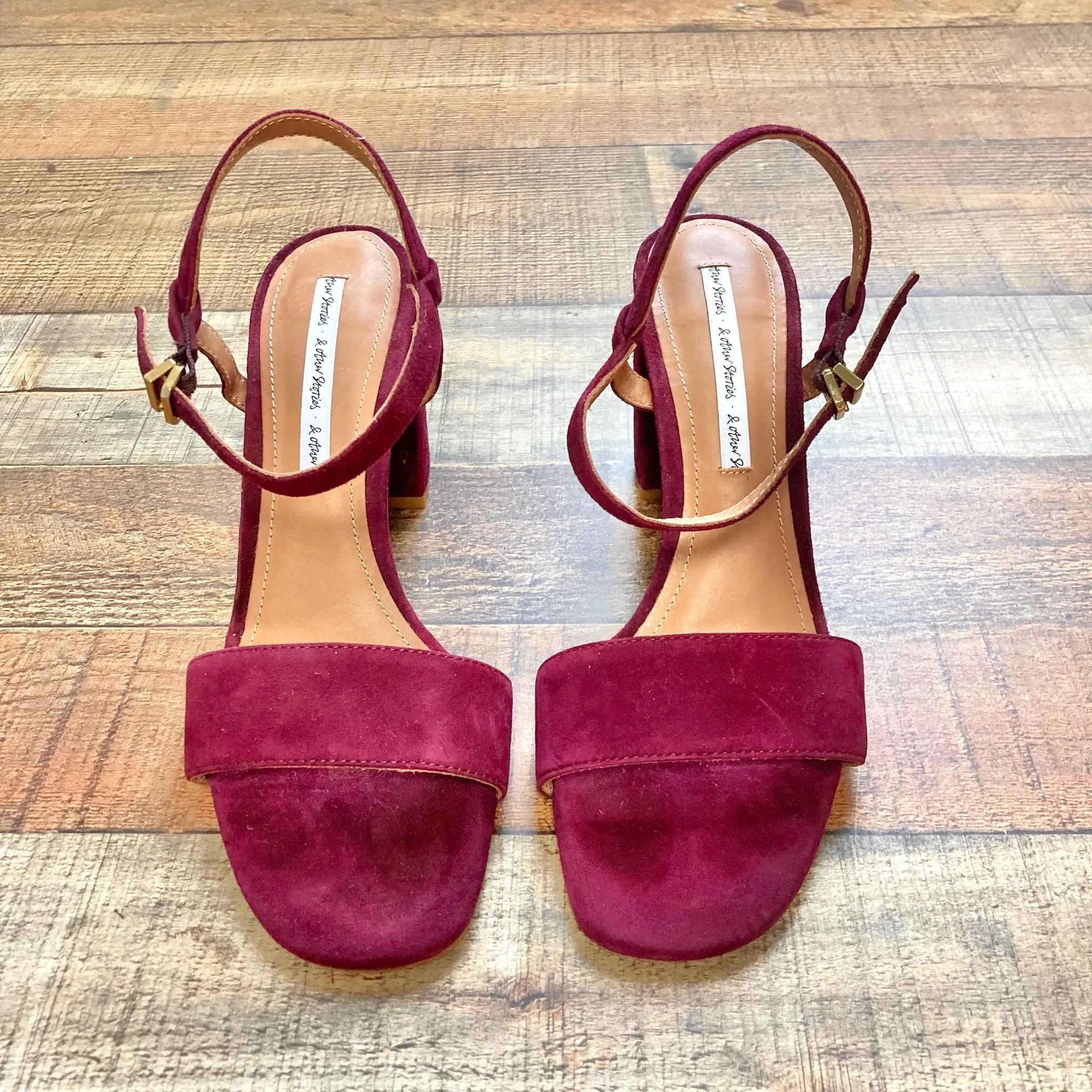 & Other Stories Burgundy Suede Sandals- Size 39