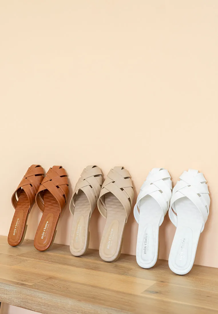 Anyam Woven-like Slip on Sandals - White