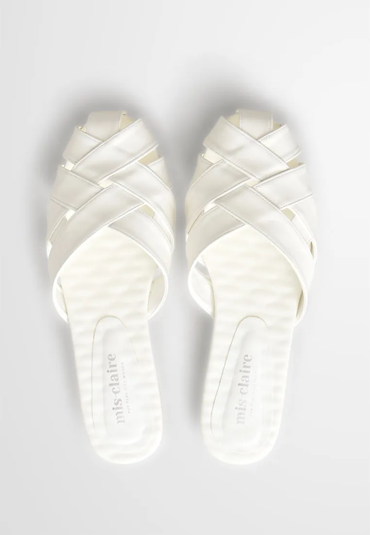 Anyam Woven-like Slip on Sandals - White