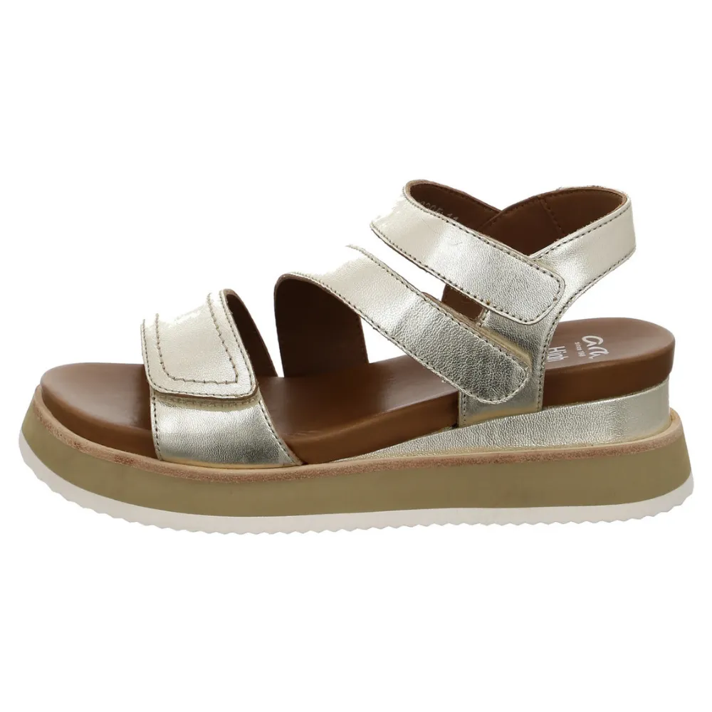 Ara Viola Platinum Leather Wedge Sandal (Women's)