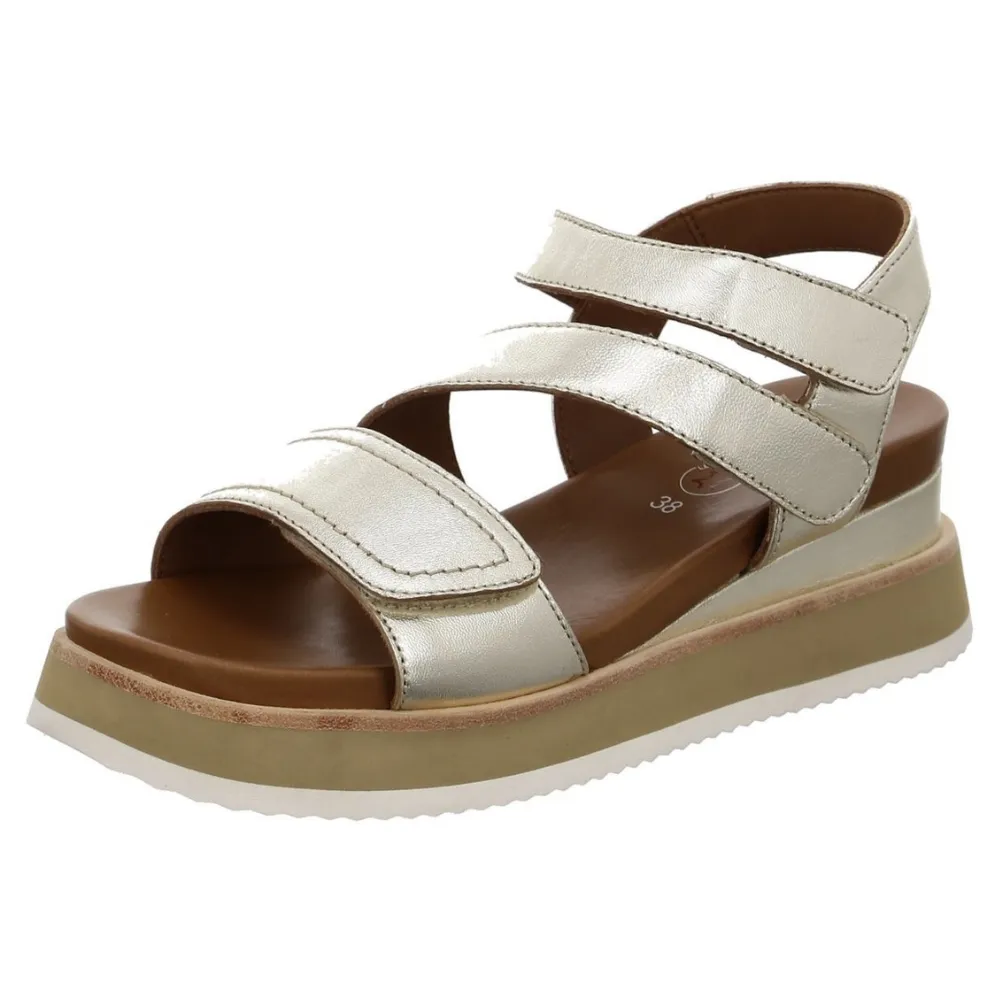 Ara Viola Platinum Leather Wedge Sandal (Women's)