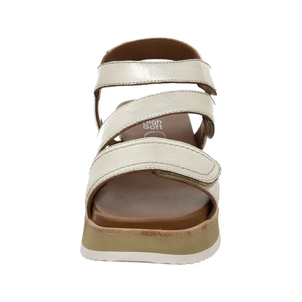 Ara Viola Platinum Leather Wedge Sandal (Women's)