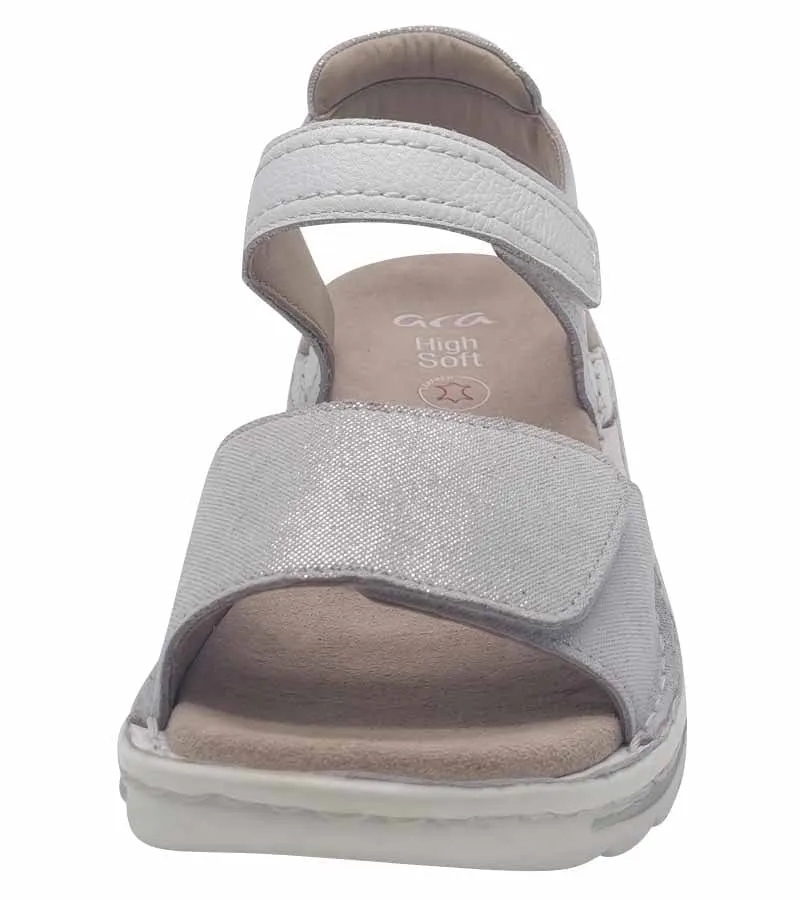 Ara Womens Sandal Leather White Shimmer Comfort Fit Sandal Tampa 2.0 - 12-47207