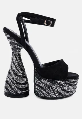 Backstage Rhinestone Embellished Ultra High Platform Sandals