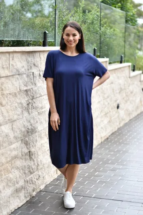 Basic Pocket Jersey Dress | Navy