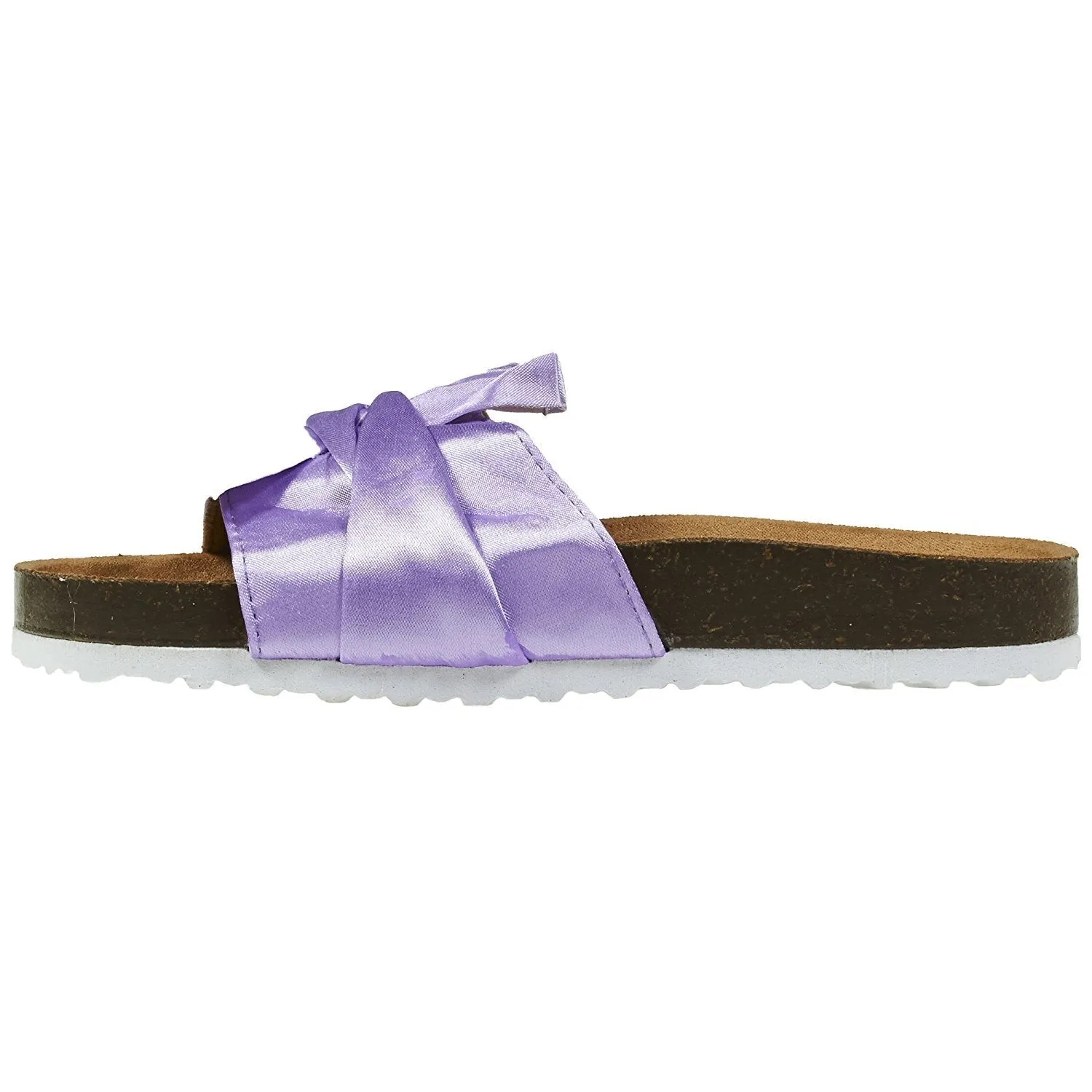 bebe Footbed Slide Sandals with Satin Knot for Girls