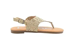 bebe Girls Fashion Sandals Scalloped Perforated Slingback T Strap Flats