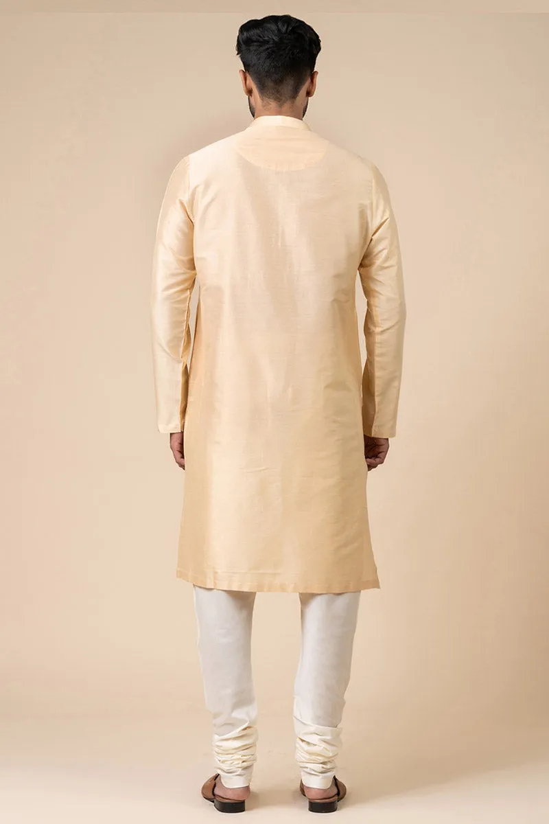 Beige Kurta Set With Embroidery Details