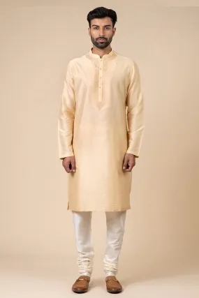 Beige Kurta Set With Embroidery Details