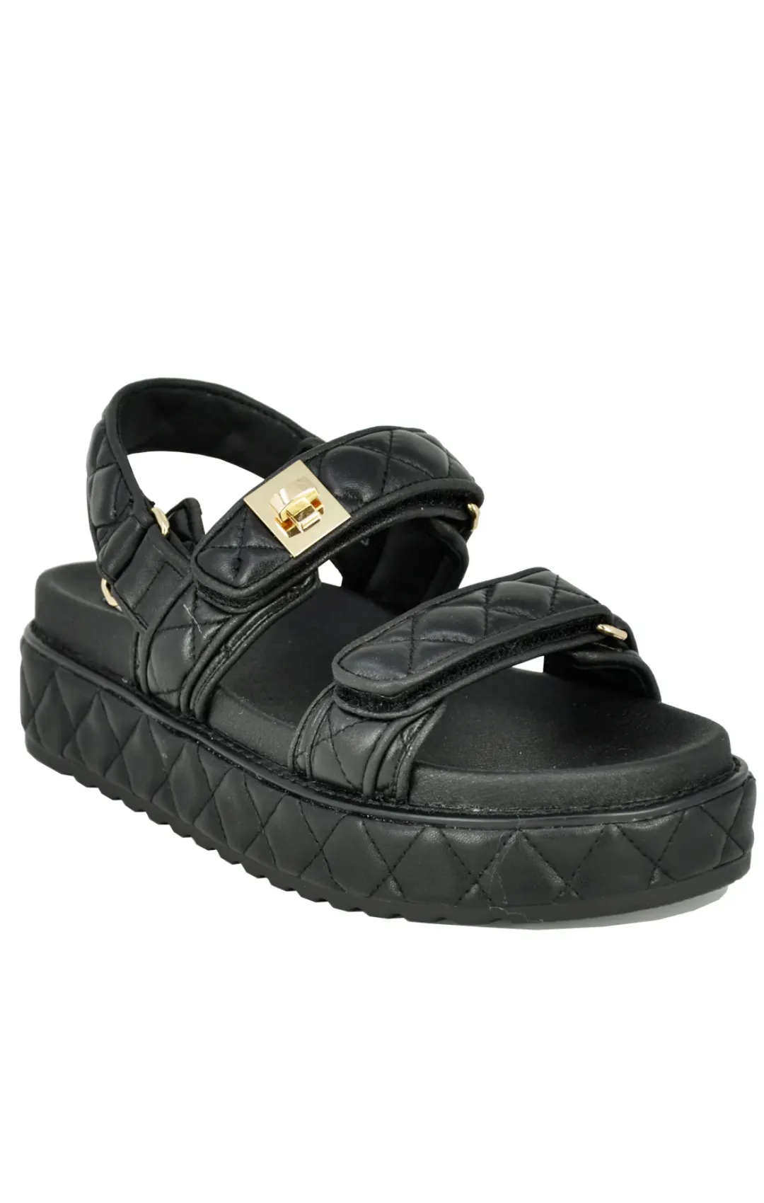 Bigmona Quilted Black Sandals by Steve Madden