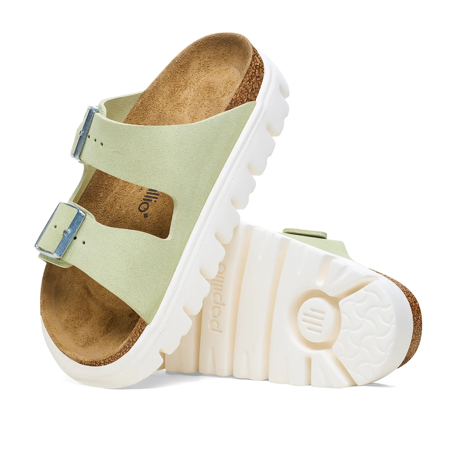 Birkenstock Arizona Chunky Sandal (Women) - Faded Lime Suede