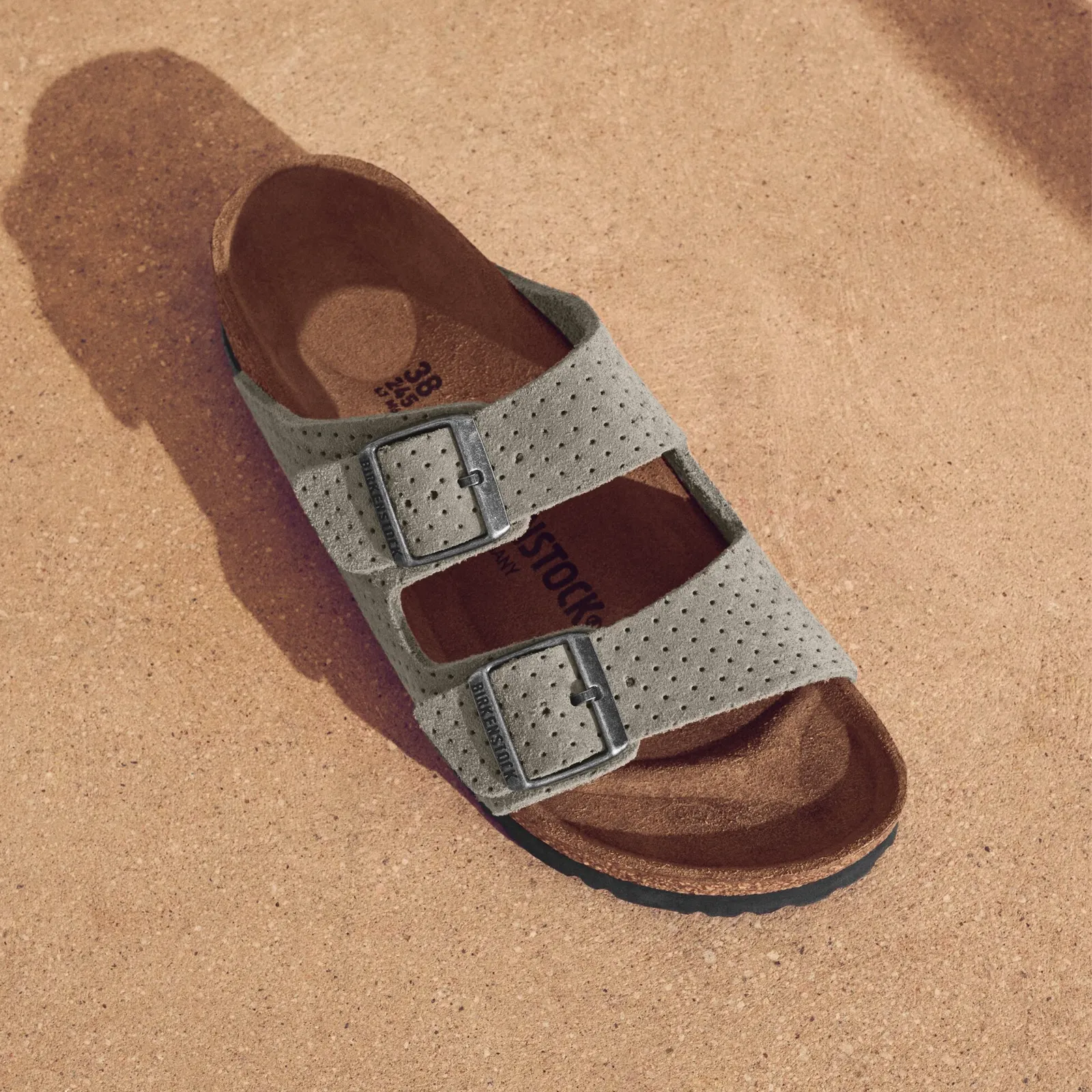 Birkenstock Arizona Narrow Slide Sandal (Women) - Dotted Stone Coin Suede