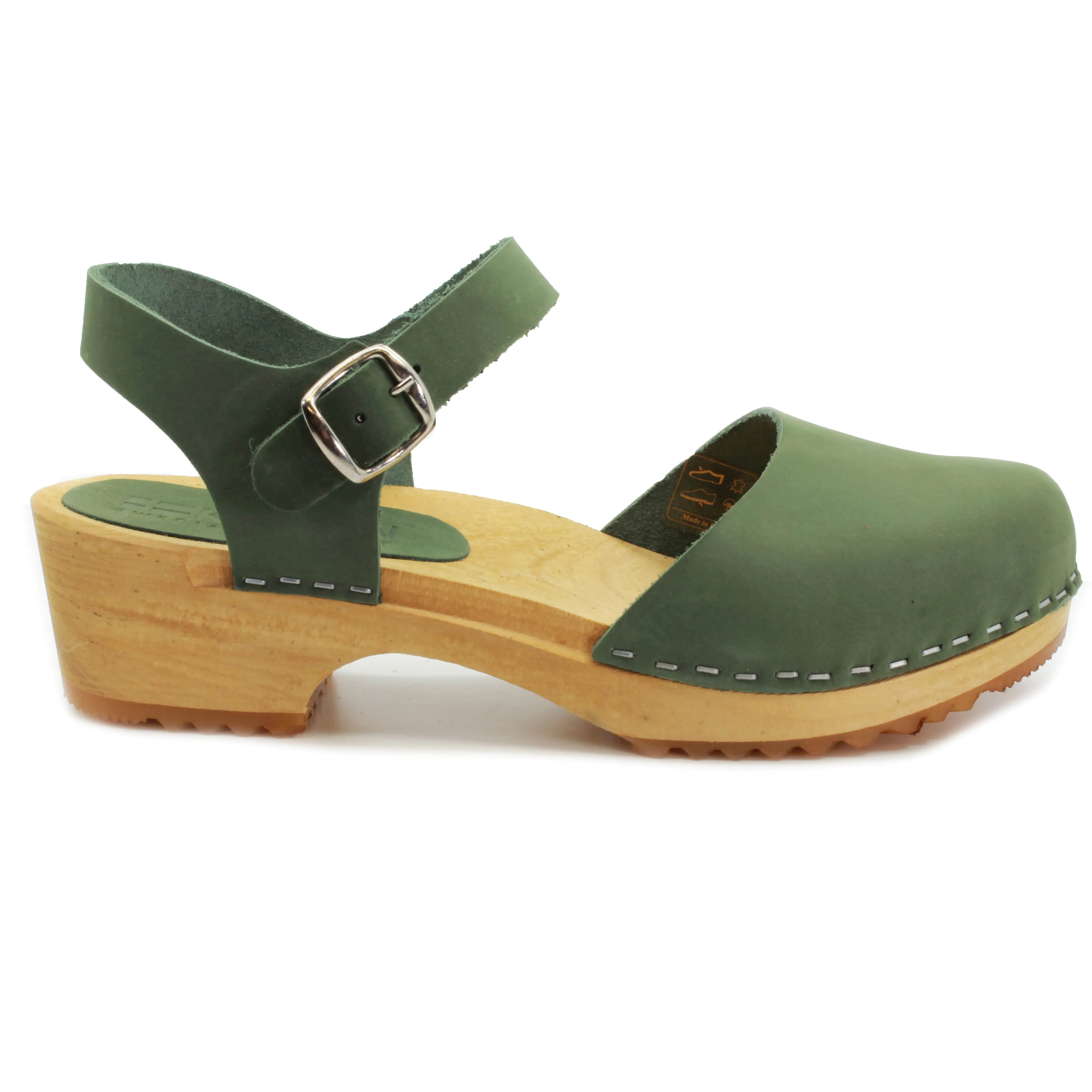 BJORK ALMA Swedish Wood Clog Forest Nubuck Leather Sandals - CLOSEOUT