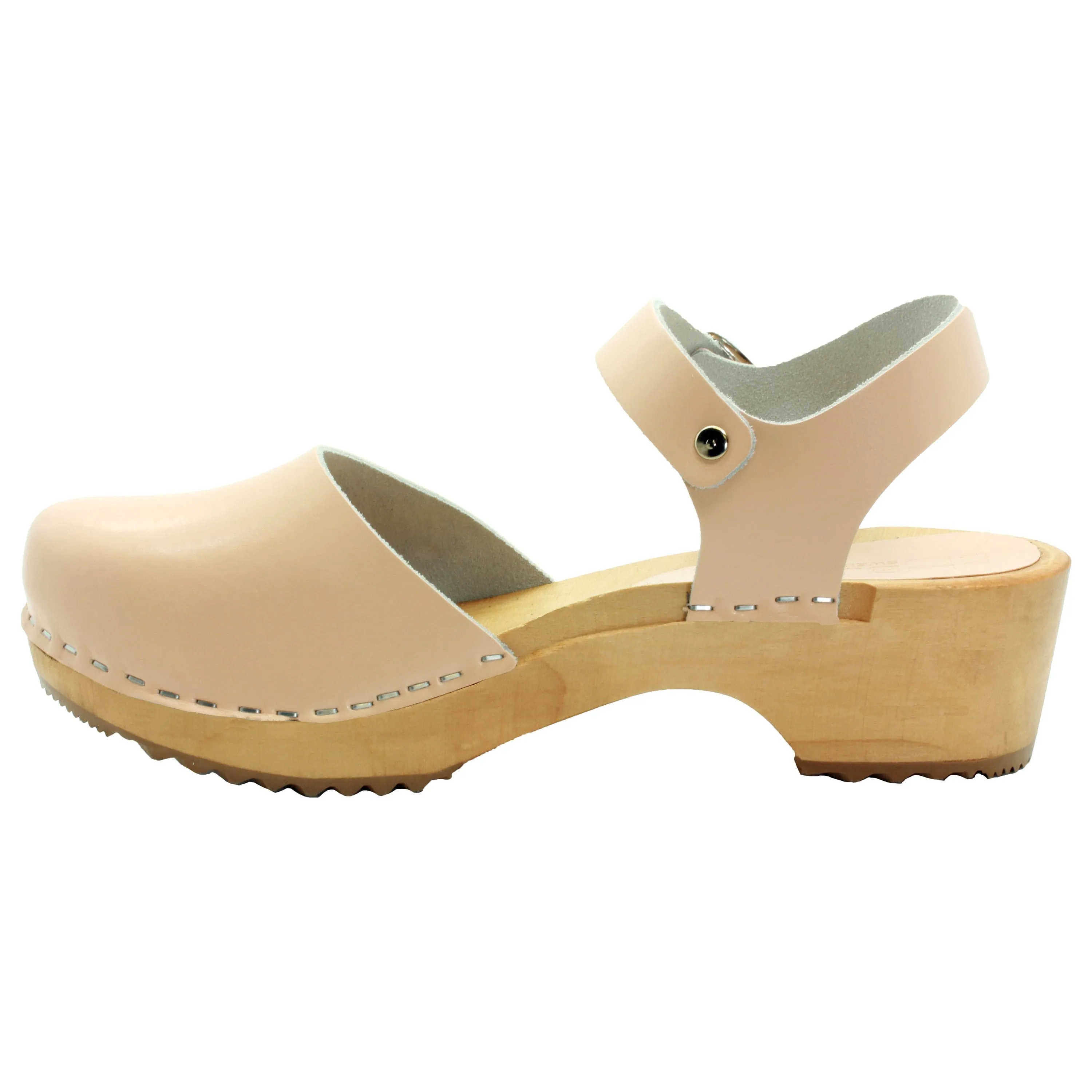 BJORK ALMA Swedish Wood Clog Nude Leather Sandals