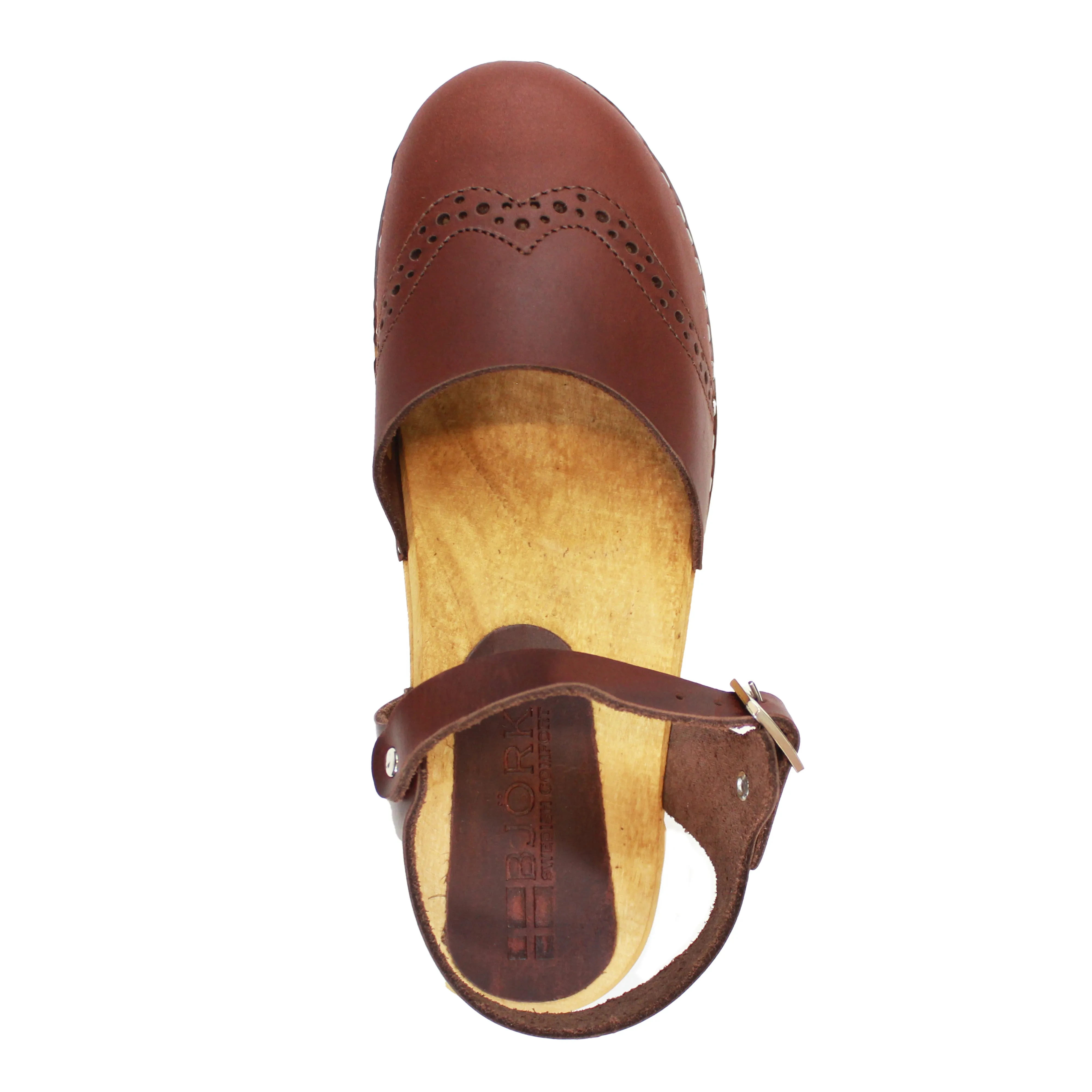 BJORK Gerda Leather Closed-Toe Wooden Clog Sandals