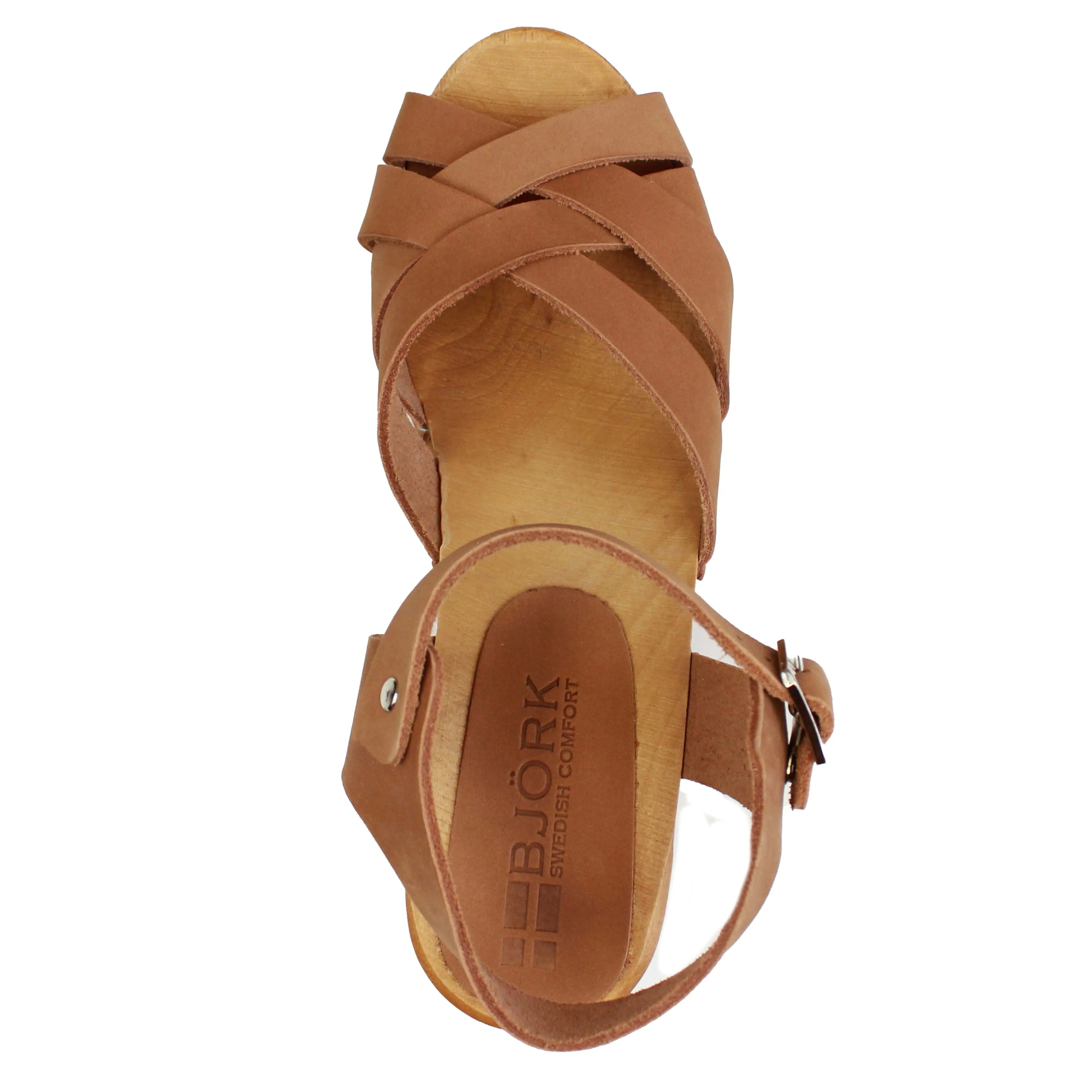 BJORK ULRIKA Swedish Wood Clog Sandals in Nubuck Leather