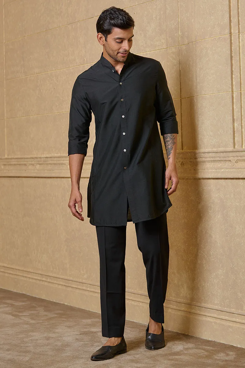 Black Center Open Single Kurta