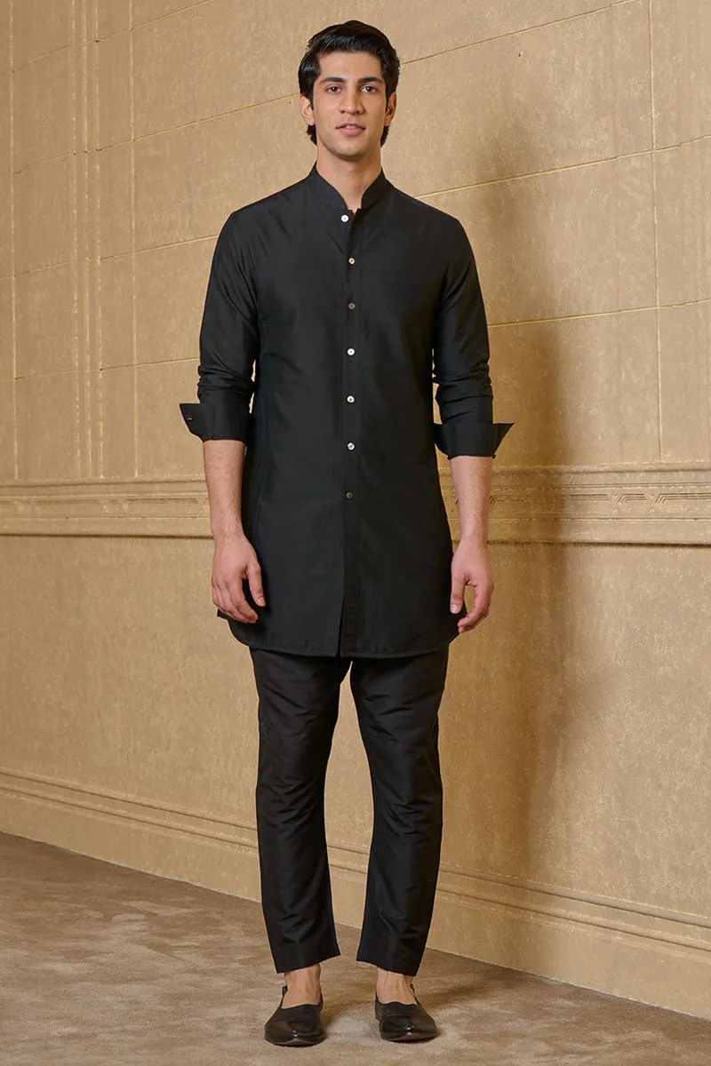 Black Center Open Single Kurta