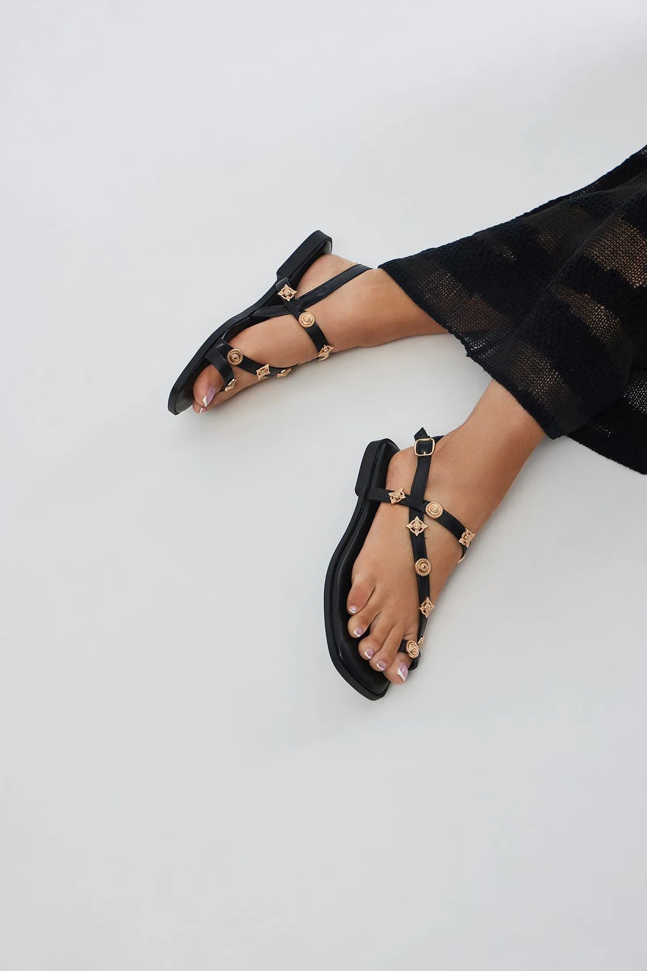 Bright Idea Studded Sandals - Black