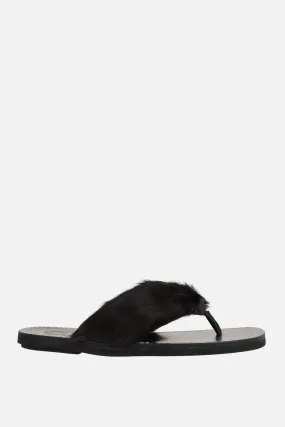 calf hair thong sandals