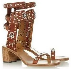 'Carol' Studded Sandals in Blue or Brown