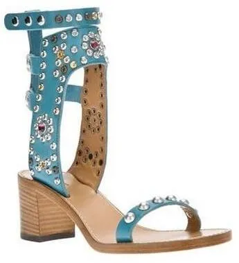 'Carol' Studded Sandals in Blue or Brown