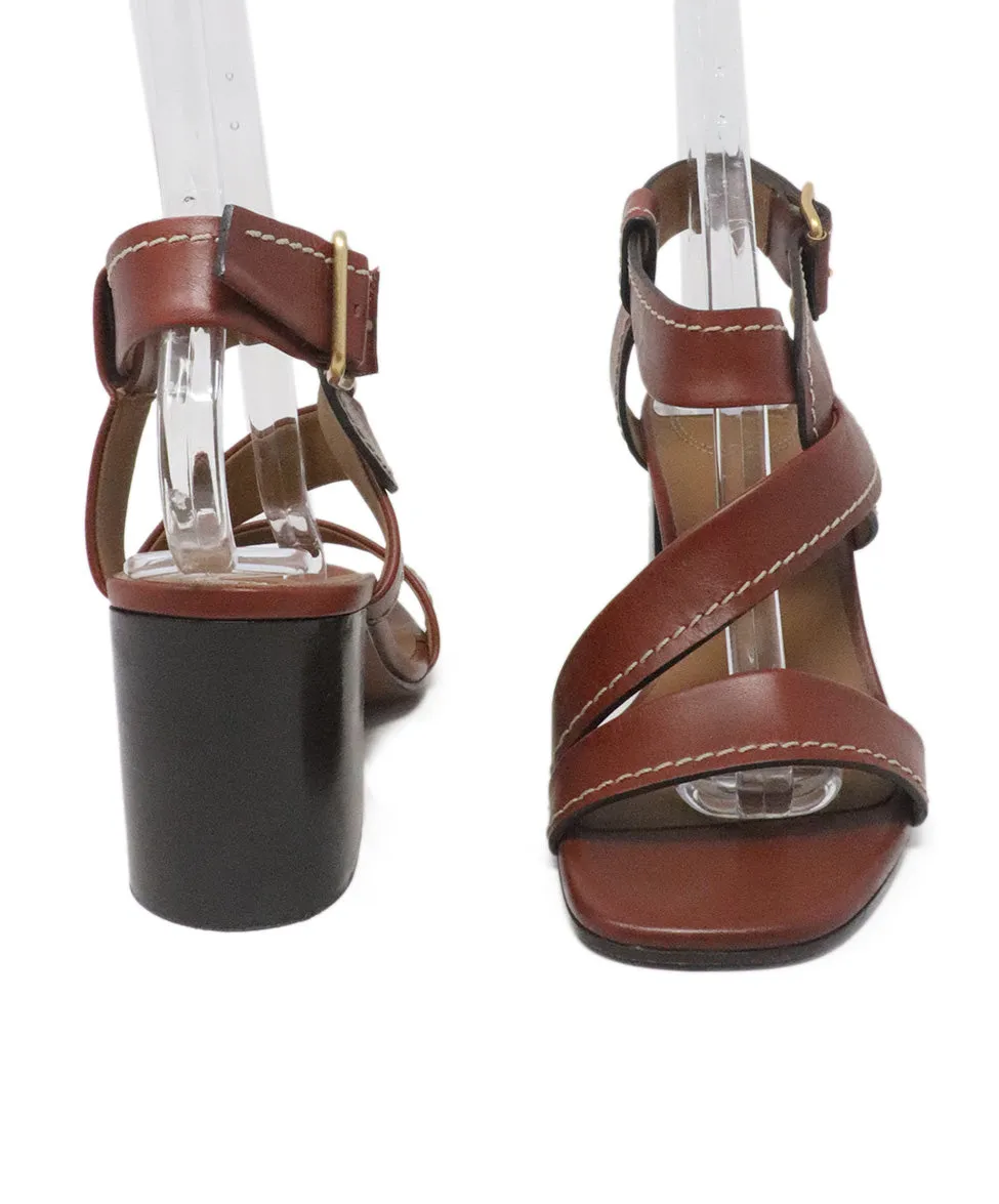 Chloe Tobacco Leather Sandals sz 10