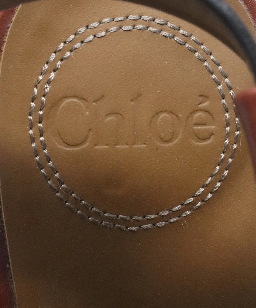 Chloe Tobacco Leather Sandals sz 10