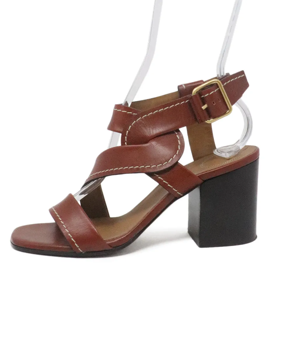 Chloe Tobacco Leather Sandals sz 10