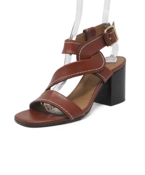 Chloe Tobacco Leather Sandals sz 10