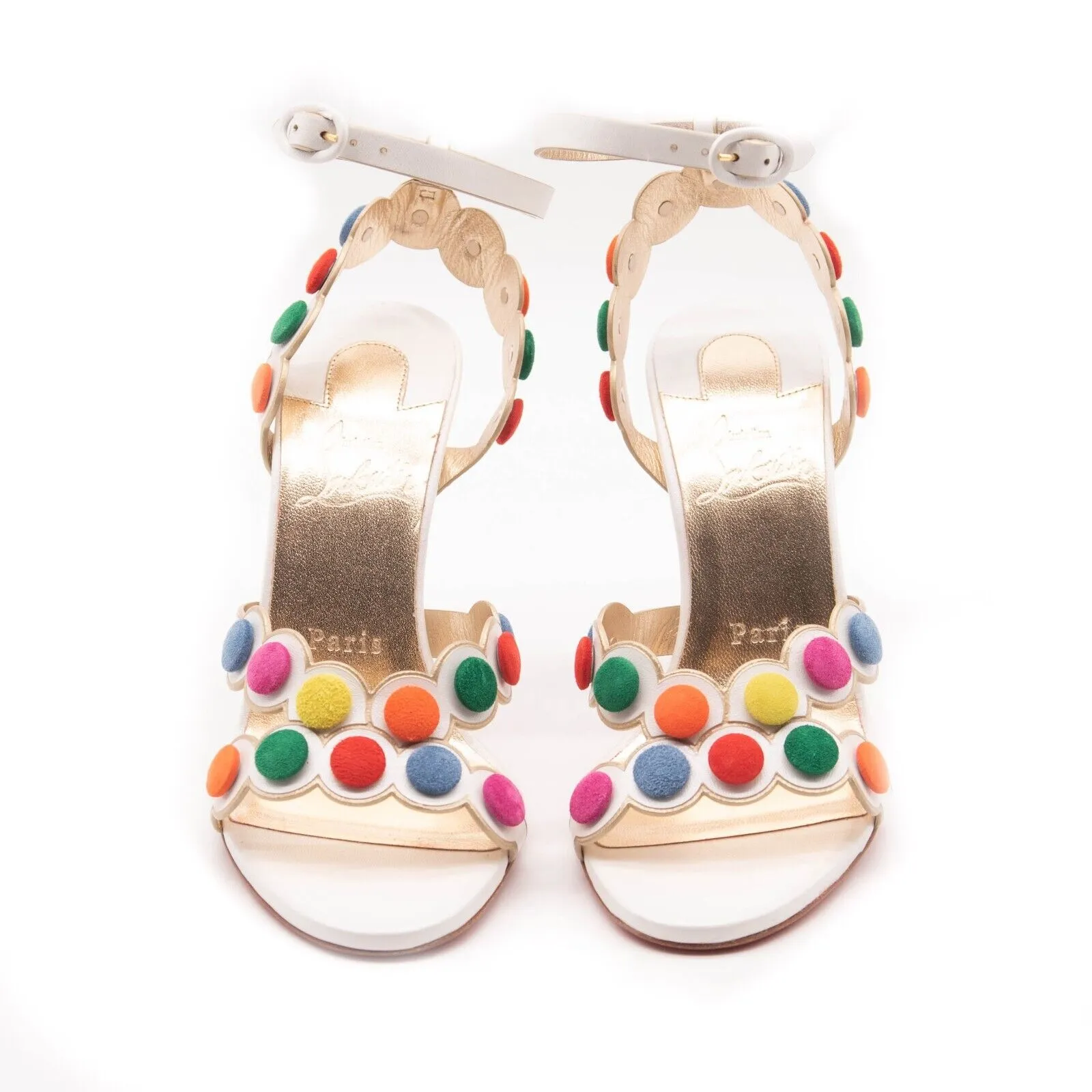 Christian Louboutin White Smartissima 100 Suede-trimmed Leather Sandals