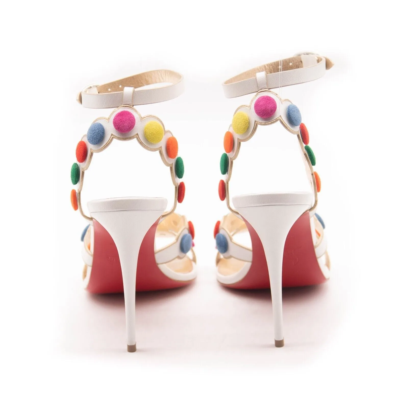 Christian Louboutin White Smartissima 100 Suede-trimmed Leather Sandals