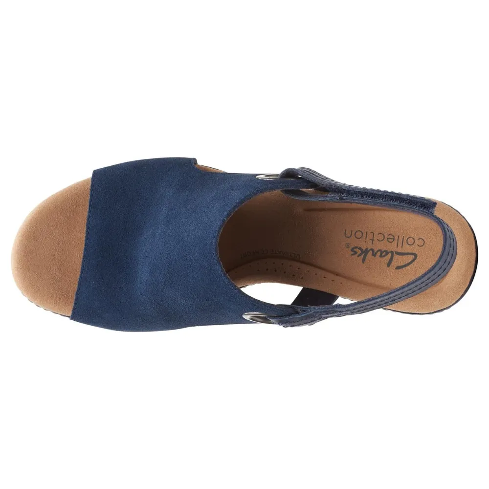 Clarks Giselle Sea Navy Suede Sandal (Women's)