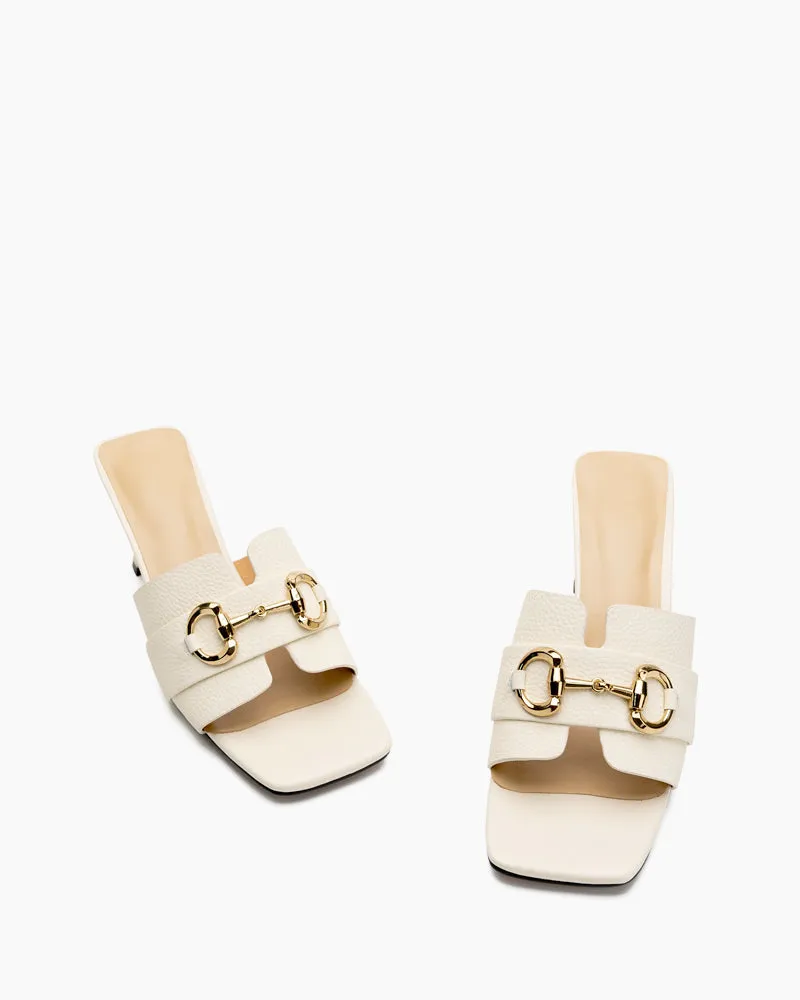 Classic Metal Buckle Minimalist Kitten Heel Sandals