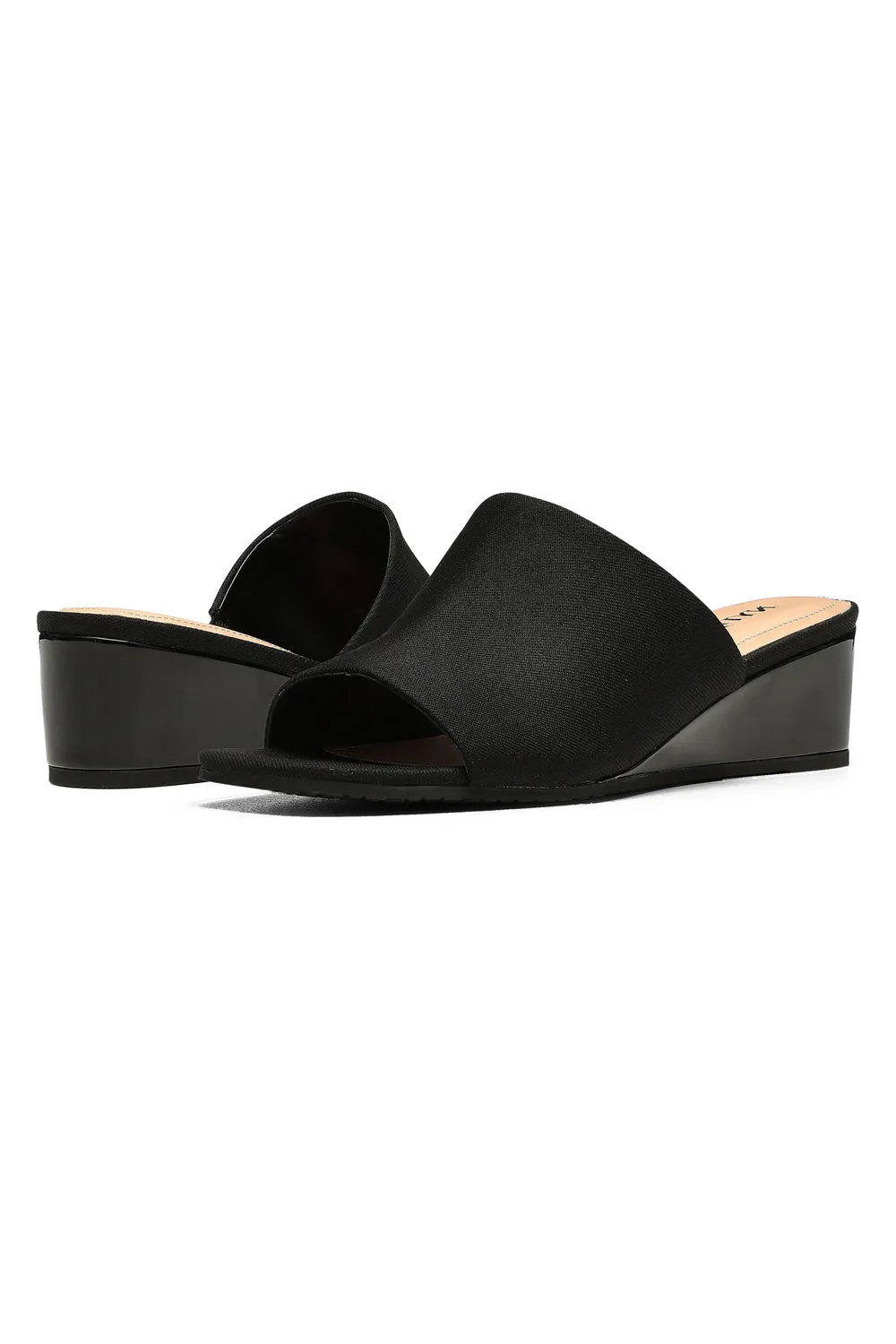 Claudine Wedge Mule Sandals - Black