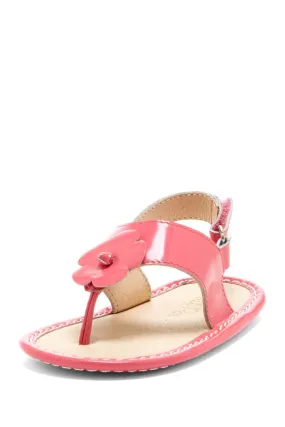 Coral Hibiscus Applique Sandals