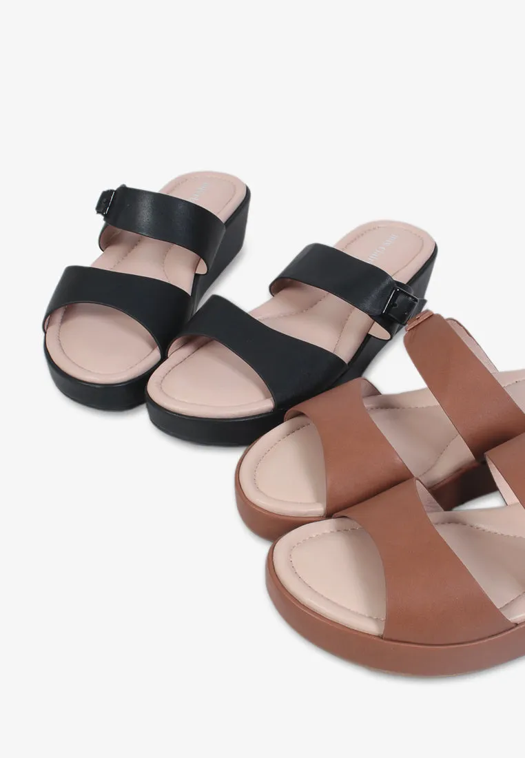 Danna Double Strap Comfort Sandals - Black