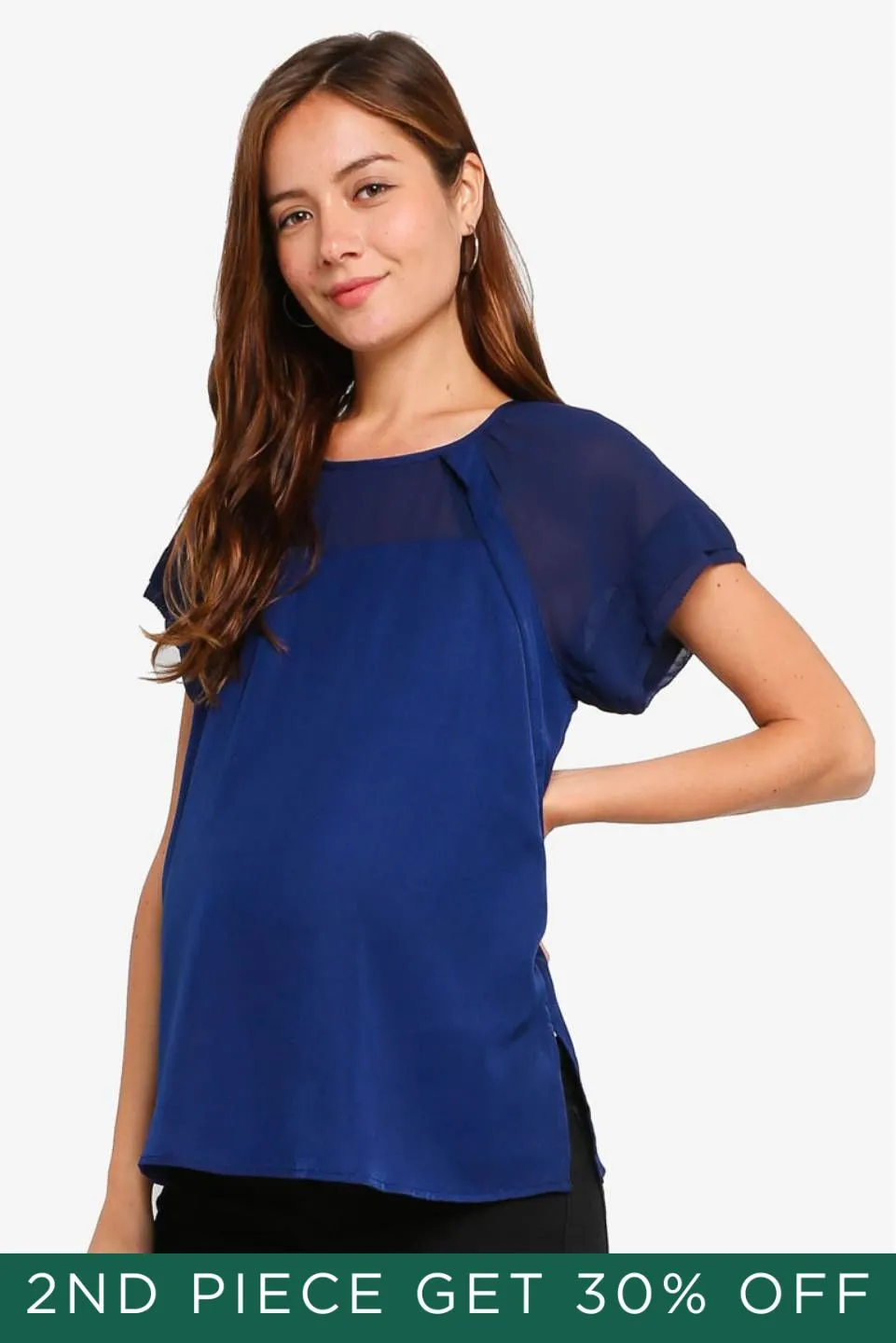 Debs Short Sleeve Nursing Top Navy