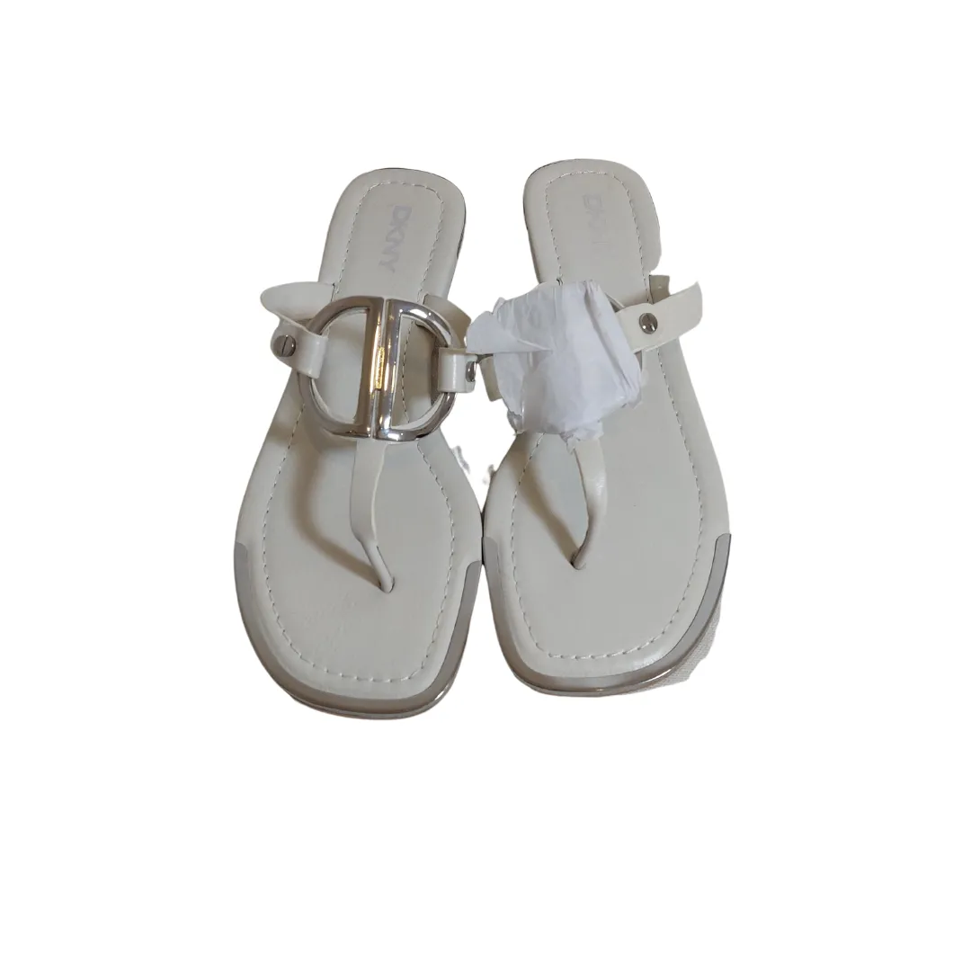 DKNY White Leather Halcott Sandals | Brand New |