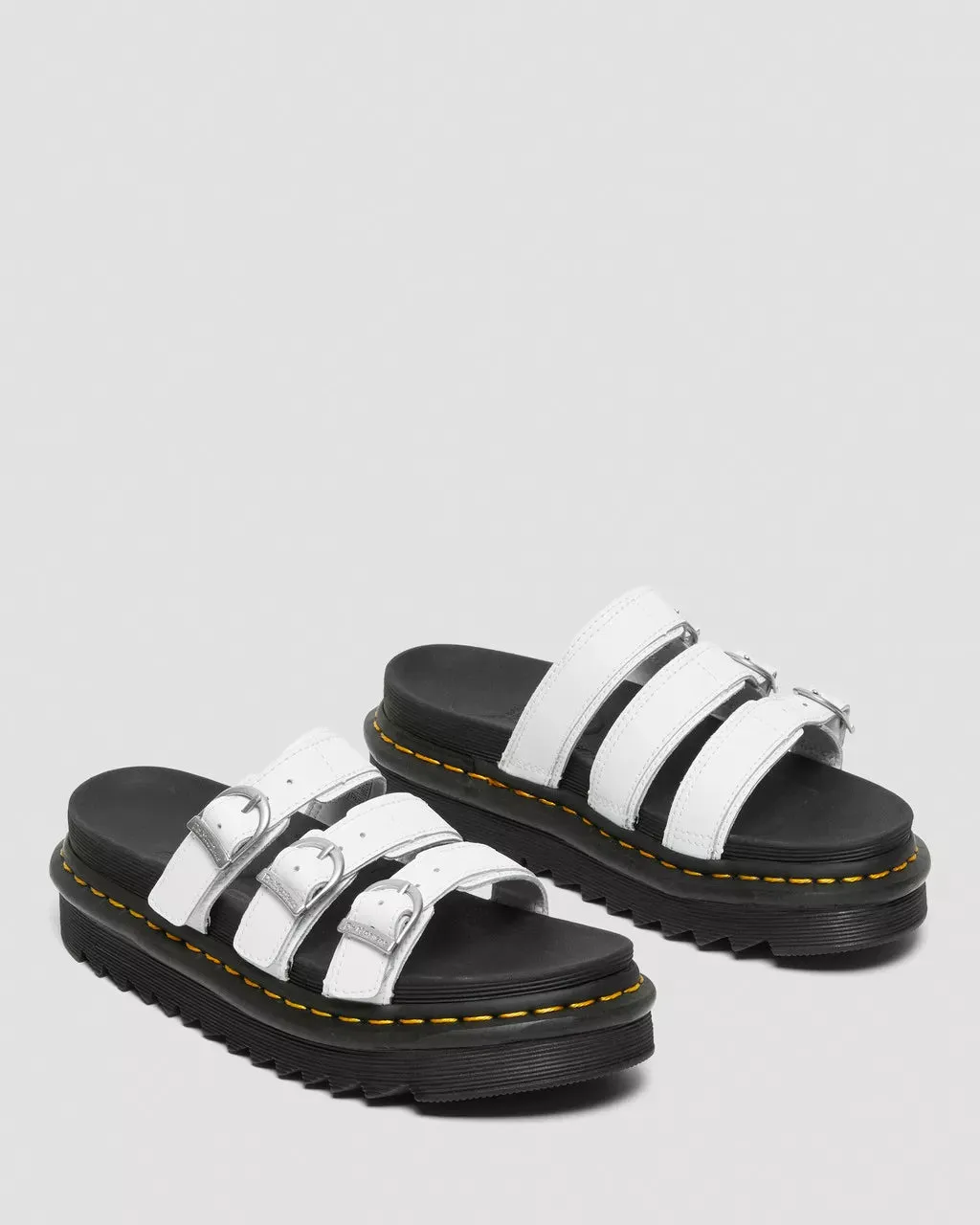 Doc Martens Women's BLAIRE LEATHER SLIDE SANDALS (White Hydro)