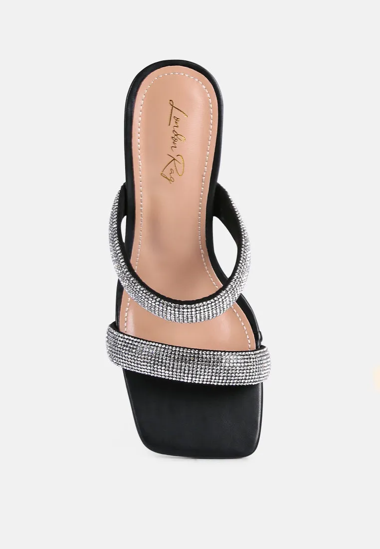 Dolls Rhinestone Embellished Slip On Sandals