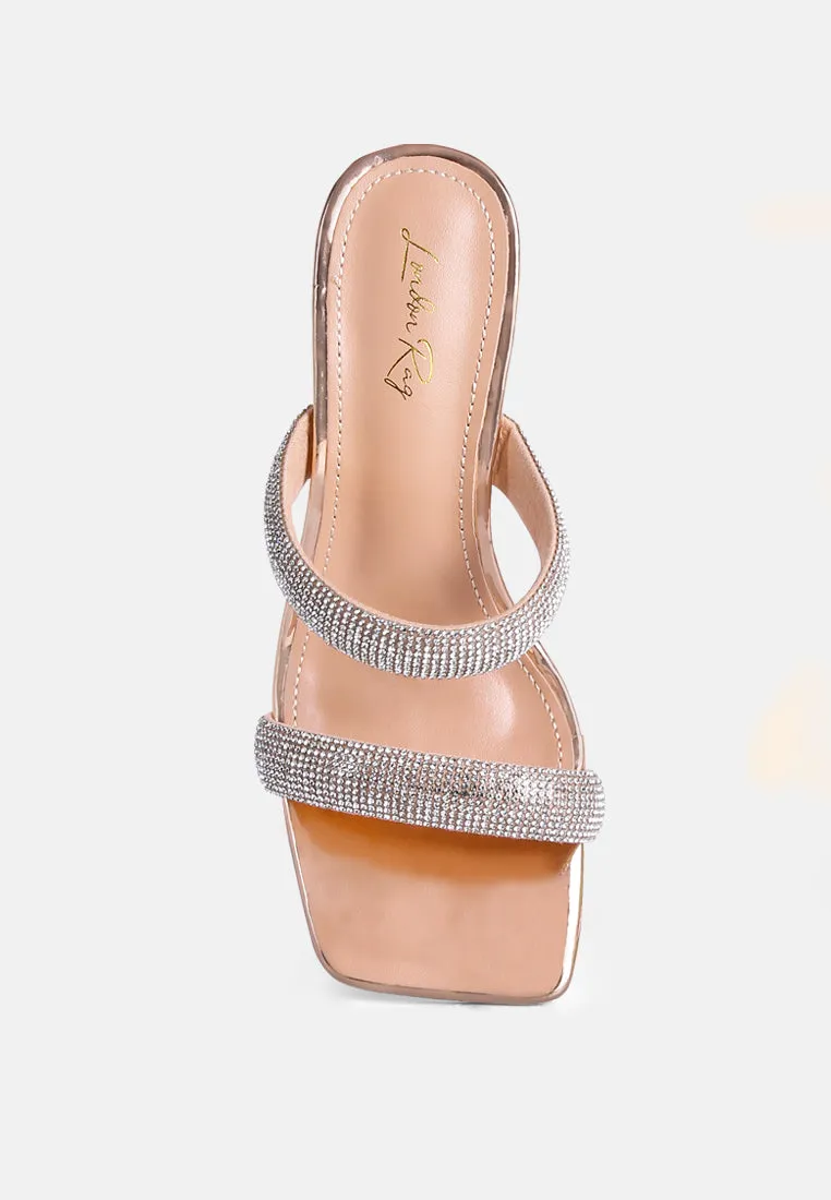 Dolls Rhinestone Embellished Slip On Sandals