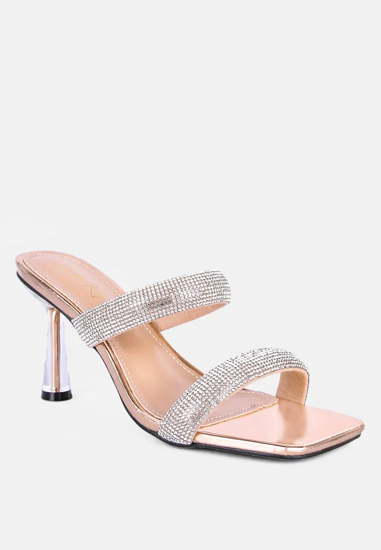 Dolls Rhinestone Embellished Slip On Sandals