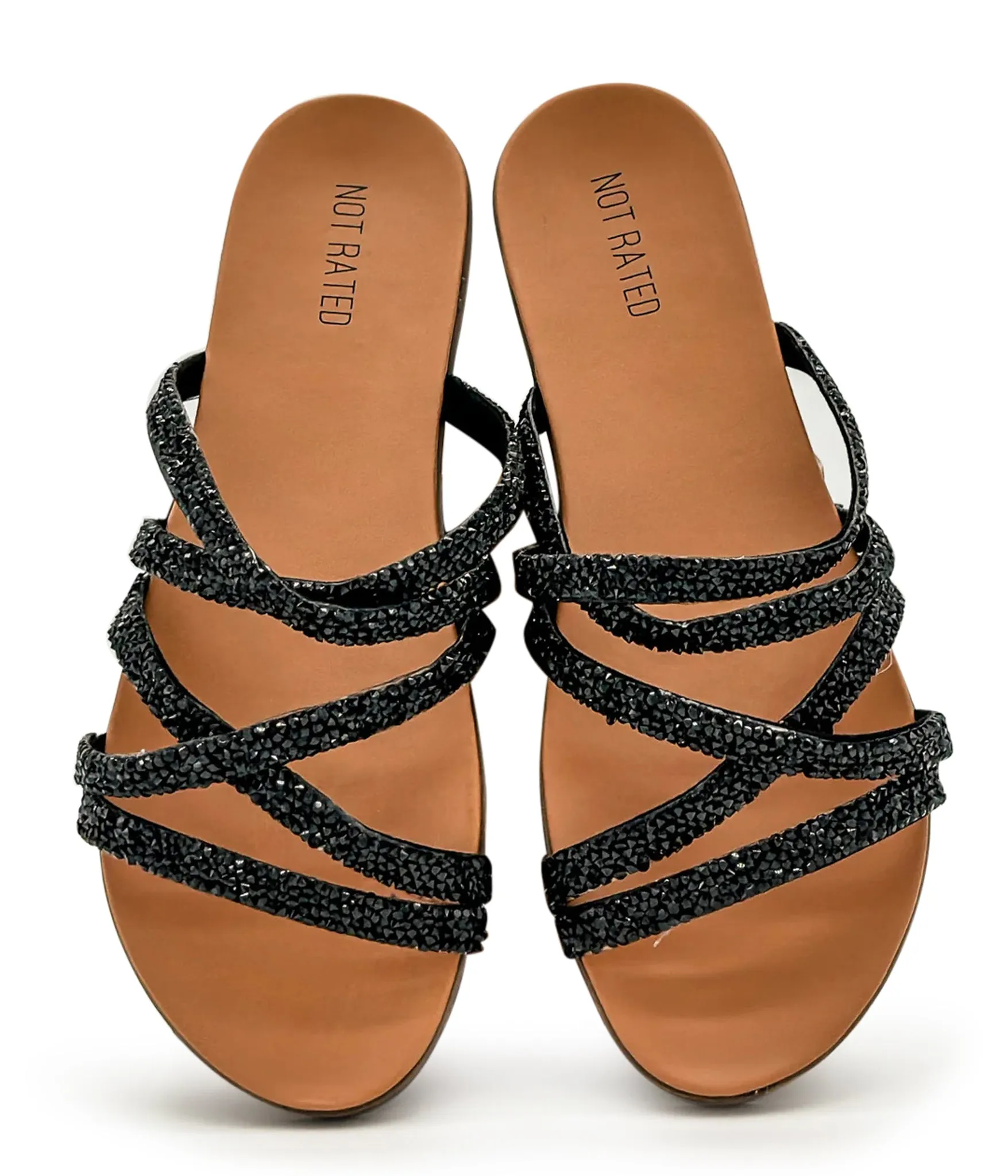 Eliana Rhinestone Sandals in Black