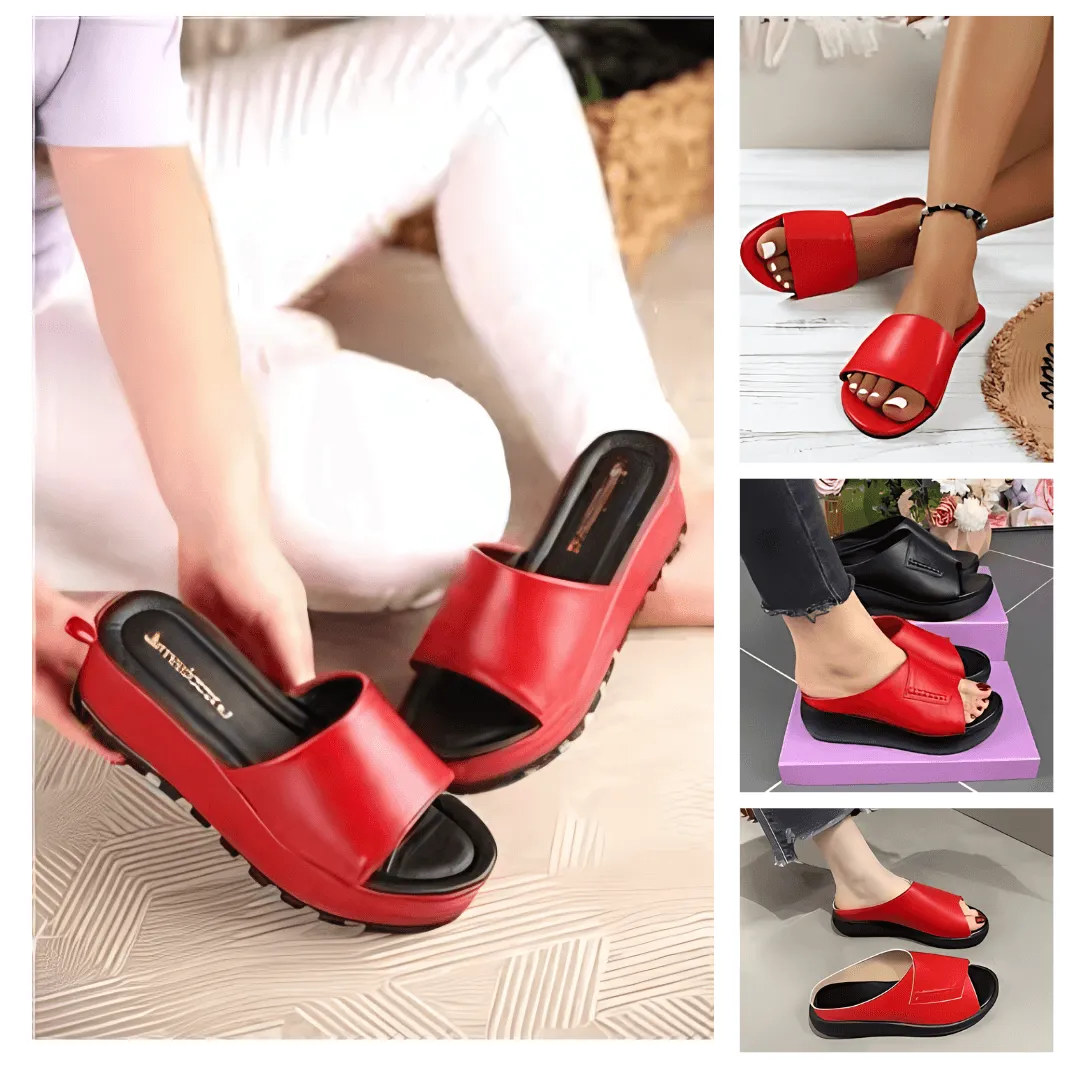 Fashionable Red Flat Sandals for Women: Breathable Summer Slip-On Style